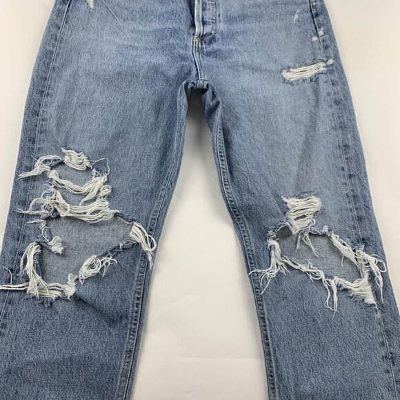 AGOLDE Fallout Light Wash Destroyed Knee 90s Straight Leg Jeans 27 - Picture 4 of 9